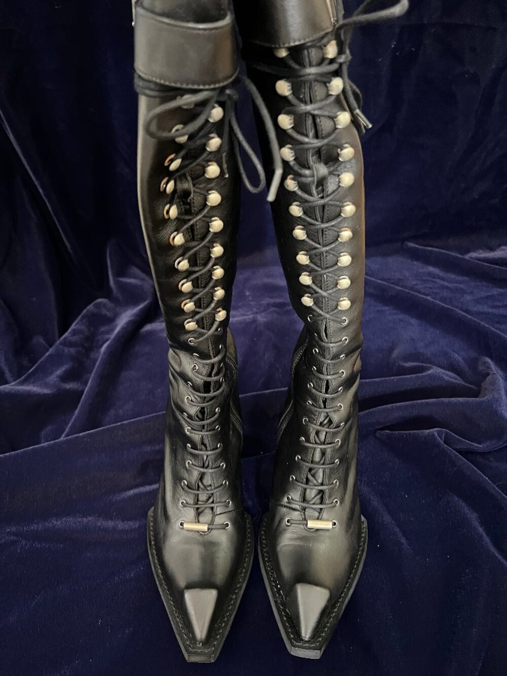 Fluevog Swordfish Hi Abstract Candy black boots 6 - Picture 14 of 15
